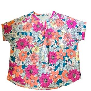 NWOT • Mutli Floral Vibrant Top